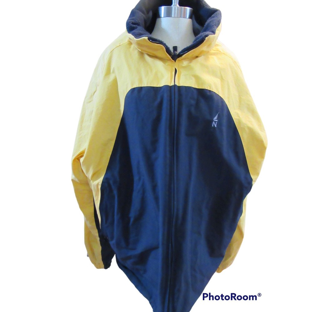 Nautica men reversible fleece lined winter coat jacket 2XLT blue yellow